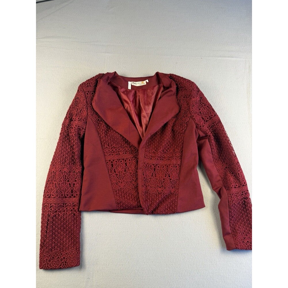 Available by Angela Fashion Women’s Burgundy Open Front Lined Short Jacket M